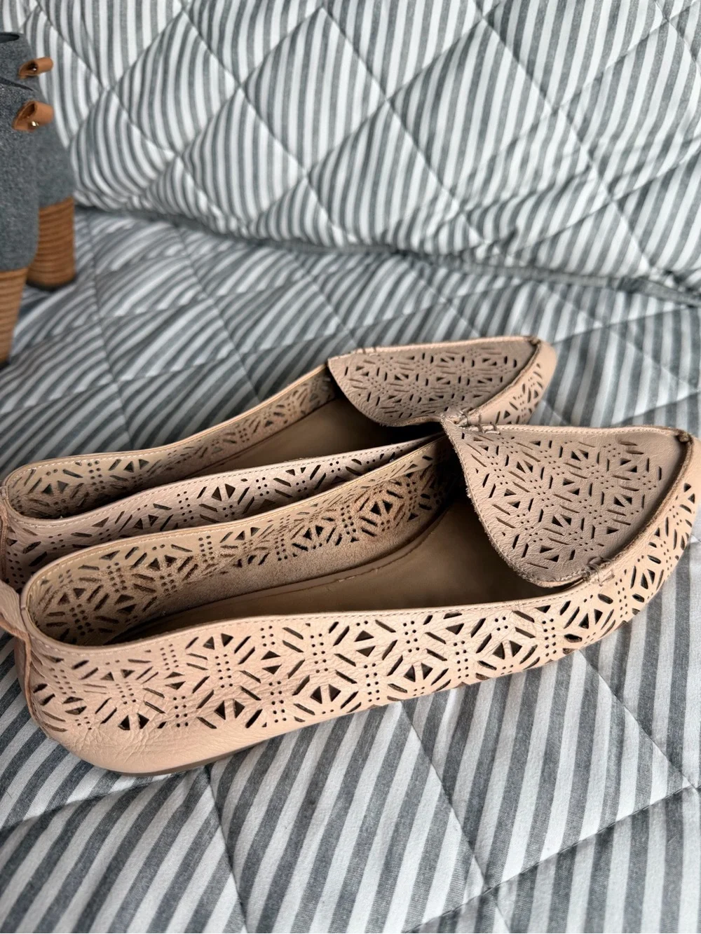 Aldo Nude Laser-Cut Slip-On Flats